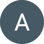 Letter "A" in white on dark gray circular background