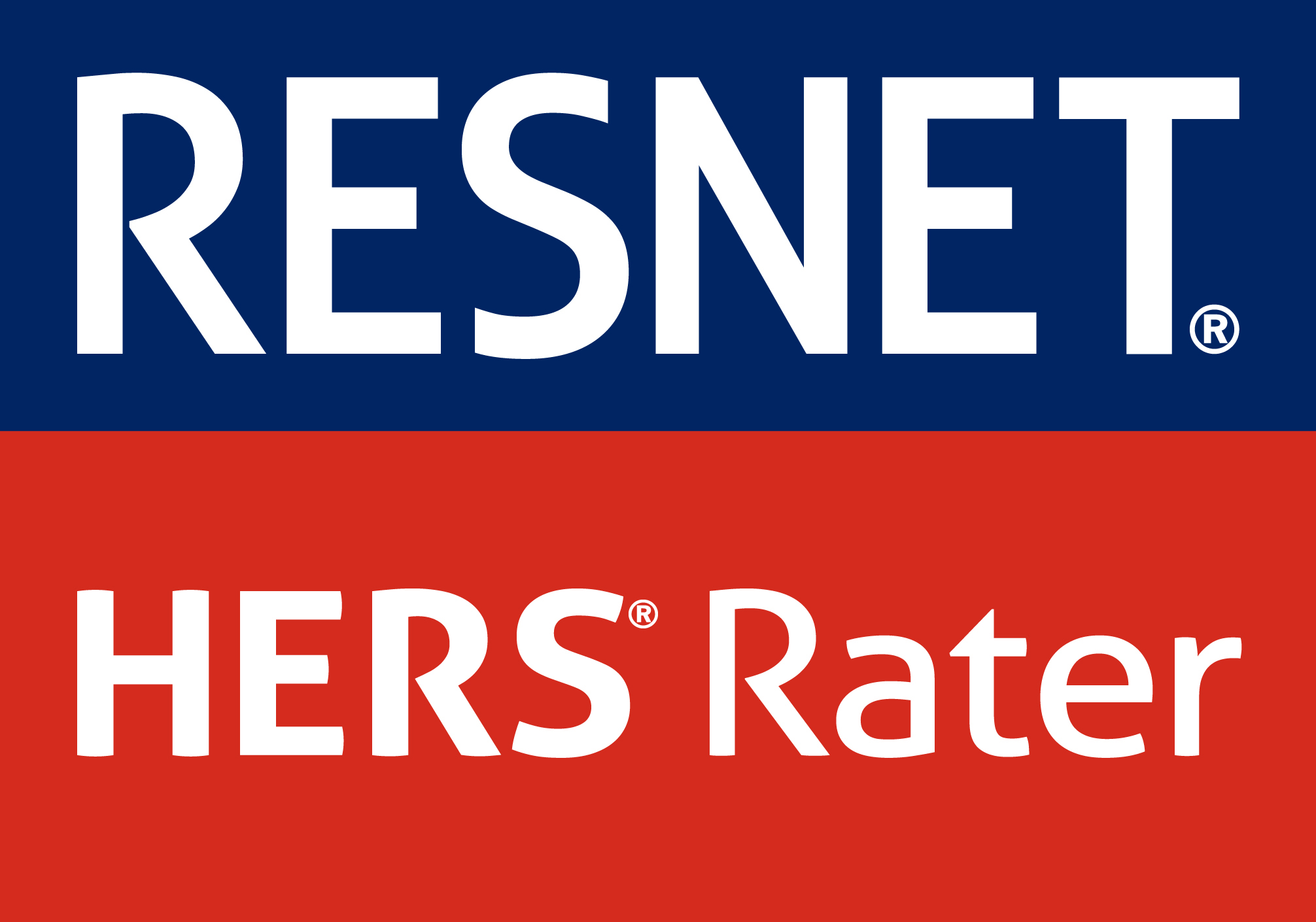 RESNET_HERS_Rater_Vertical_Logo_RGB_Web_Use RESNET HERS Rater logo, bold white text on blue and red backgrounds
