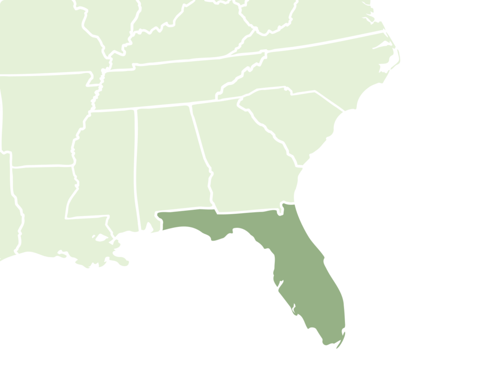 Map highlighting Florida among southeastern U.S. states